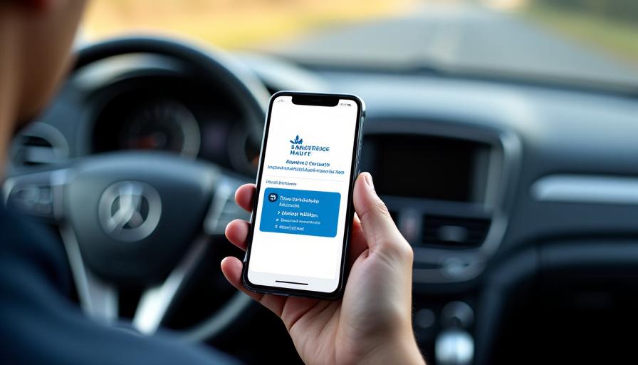 Autofahrer nutzt Smartphone zur Buchung der Maut