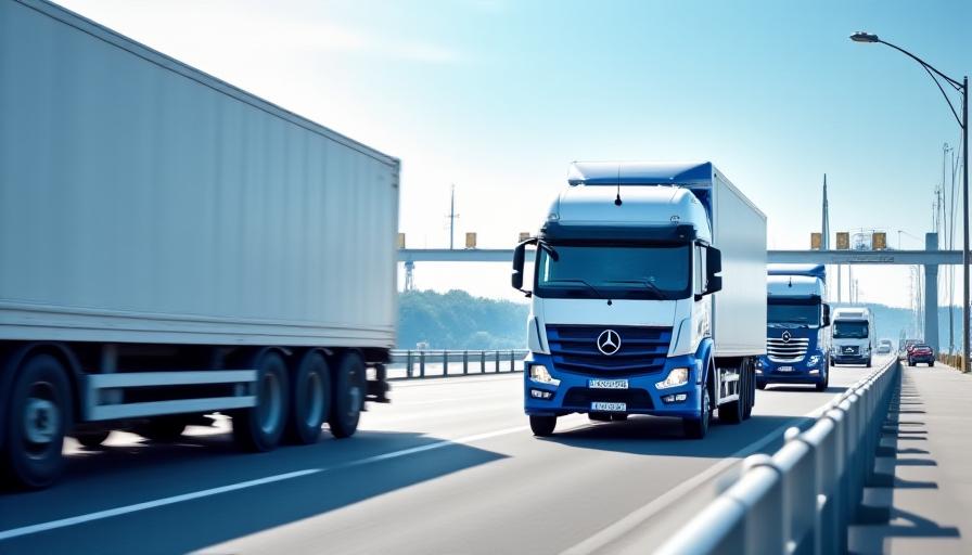 Logistikzentrum mit LKWs an der Donau